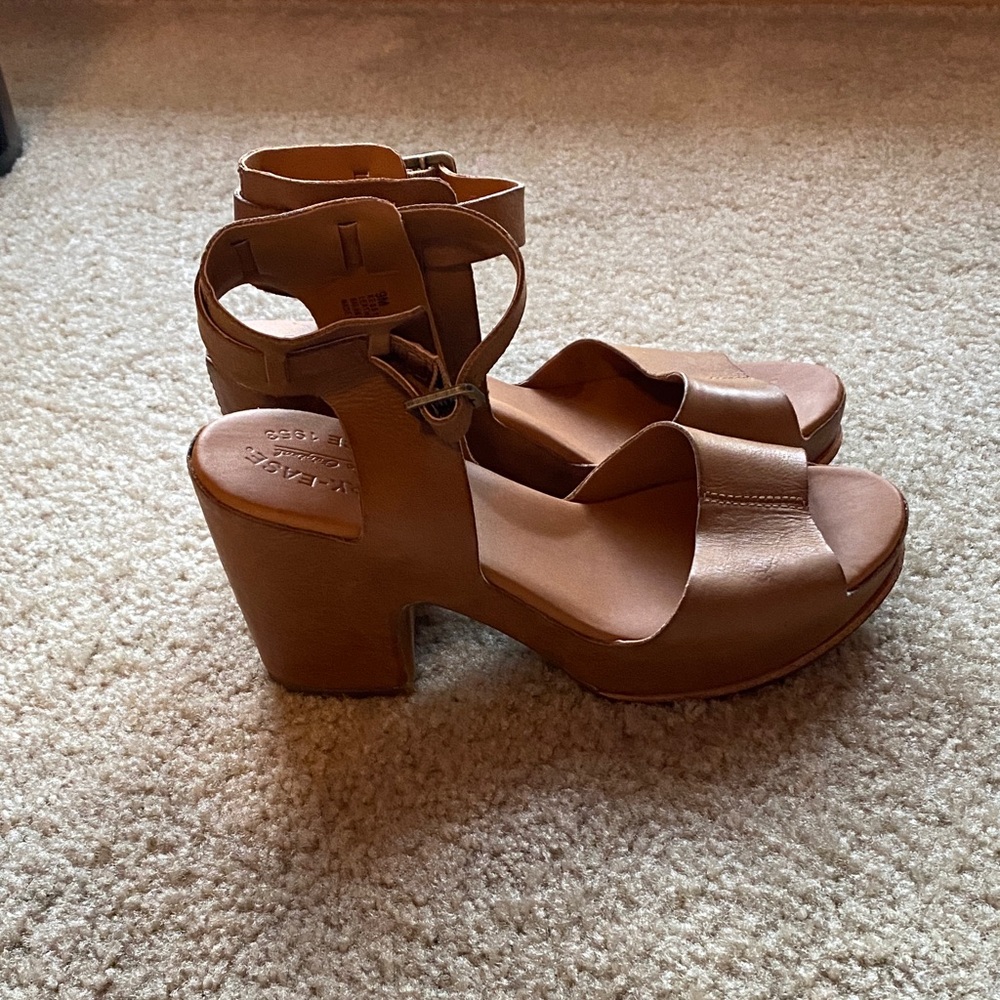Kork-ease Stasia heels, brown leather, size 9